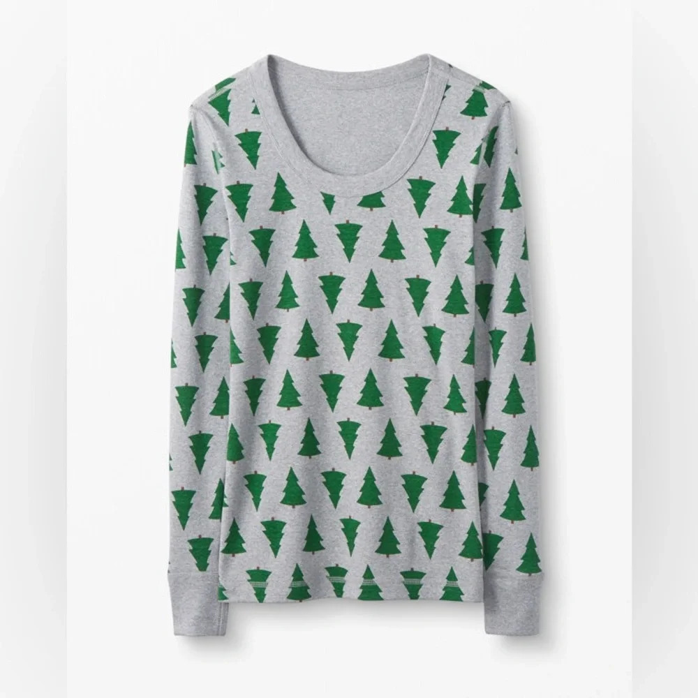 Hanna Andersson Long John Top Christmas Tree print